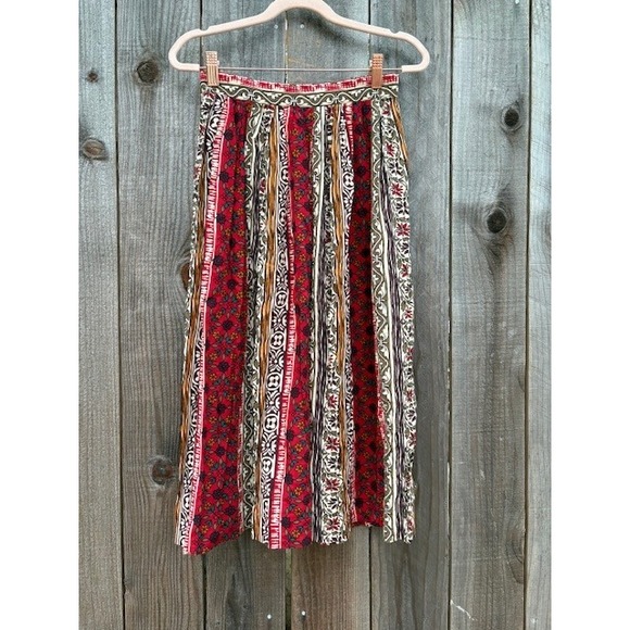 Vintage Fundamental Things Petite Floral Striped Prairie Boho Skirt - Size 6P - Picture 1 of 3